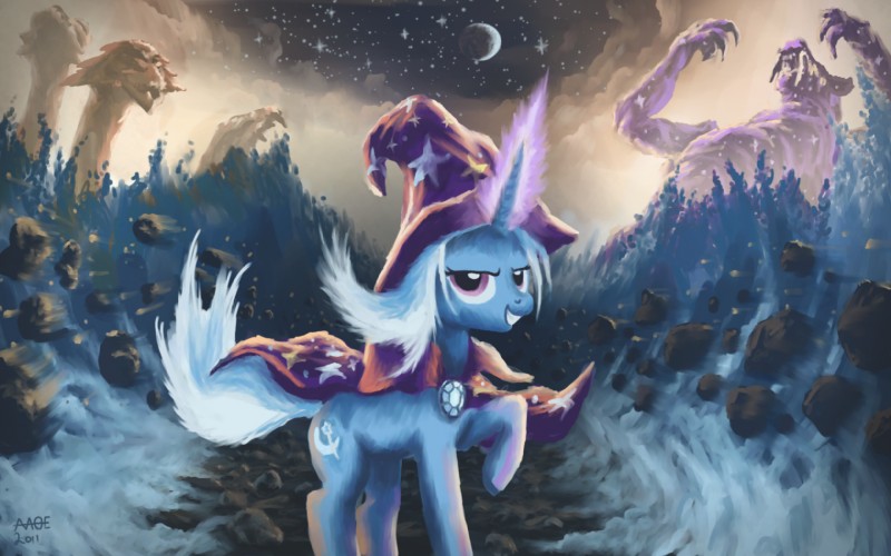 cape clothing cosmic_flesh cosmic_fur cutie_mark detailed_background female feral gem group hair hat headgear headwear horn looking_at_viewer magic_user moe_the_great_and_powerful moon quadruped rock star tail white_hair wizard_hat moe_(artist) friendship_is_magic hasbro my_little_pony mythology hydra_(mlp) trixie_(mlp) ursa_major_(mlp) bear celestial_being equid equine horse mammal mythological_creature mythological_equine pony unicorn 16:10 2011 hi_res wallpaper widescreen