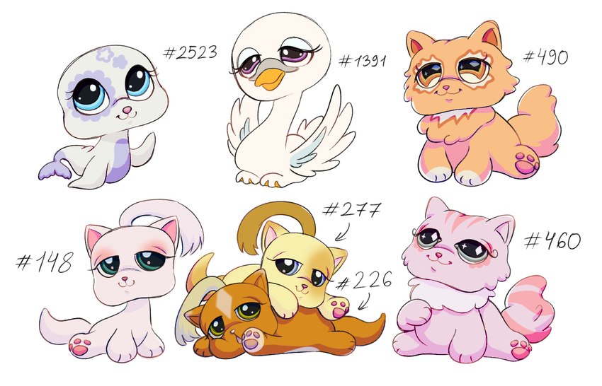 ambiguous_gender beak cuddling feathered_wings feathers feral fin fur group lidded_eyes lying on_front orange_body orange_fur pawpads paws pink_body pink_fur pupils sitting tail tail_fin unusual_eyes unusual_pupils wings blittiar hasbro littlest_pet_shop lps_1391 lps_148 lps_226 lps_2523 lps_277 lps_460 lps_490 anatid anseriform anserinae avian bird domestic_cat felid feline felis mammal marine persian_cat pinniped seal swan