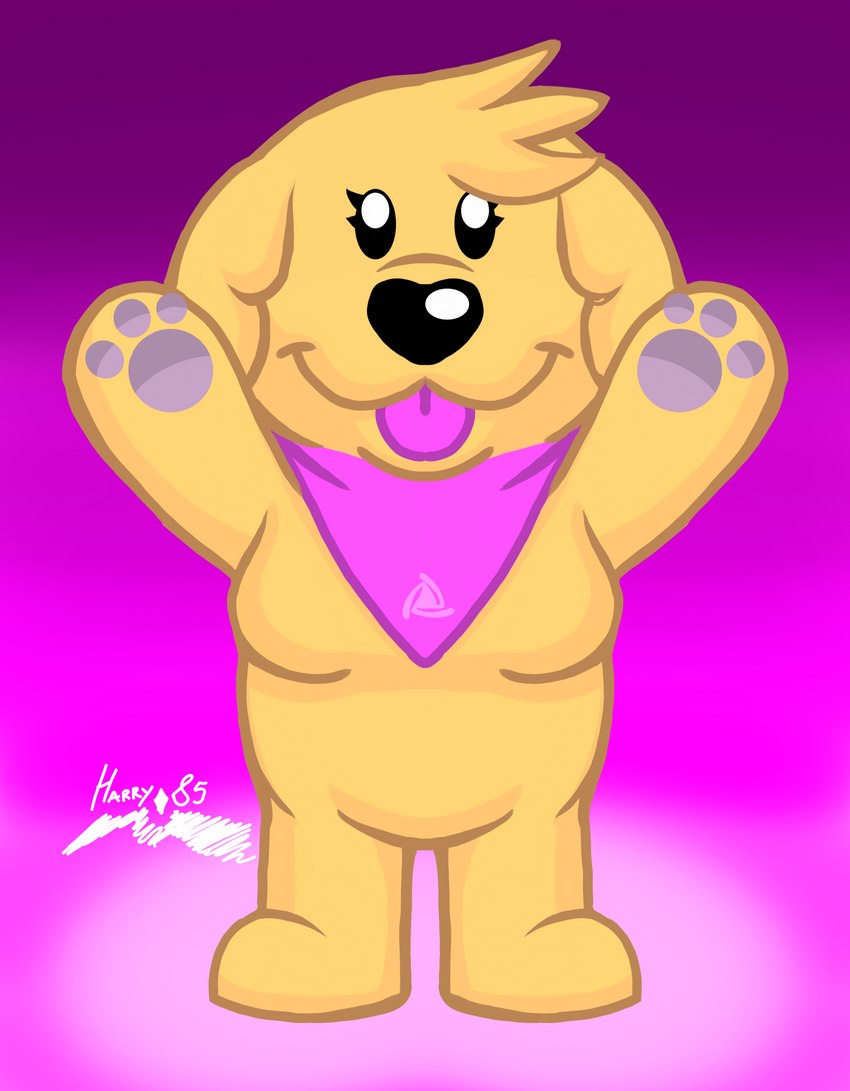 anthro arms_above_head breasts crossgender female firma fur kerchief pink_tongue simple_background solo tongue tongue_out yellow_body yellow_fur youtuber harry_85 youtube cooper_dankev dankev_(youtuber) lomito_dankev bird_dog canid canine canis domestic_dog golden_retriever hunting_dog mammal retriever absurd_res hi_res shaded signature