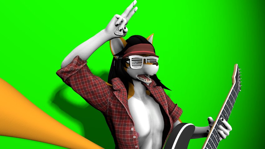 anthro bandanna_on_head black_hair concert electric_guitar eyewear food fruit fur glasses green_screen guitar hair male musical_instrument orange_body orange_fur plant plucked_string_instrument shutter_shades solo string_instrument webi-wabo cartoon_network regular_show maxi_(character) canid canine fox mammal 16:9 3d_(artwork) digital_media_(artwork) hi_res source_filmmaker_(artwork) widescreen