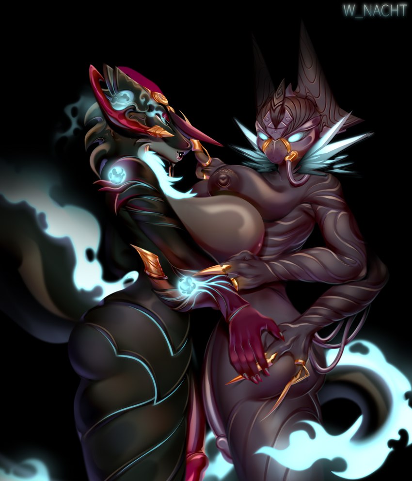 anthro big_breasts breast_squish breasts breasts_frottage duo genitals gesture gynomorph gynomorph/gynomorph huge_breasts intersex intersex/intersex inverted_nipples markings nipples nude open_mouth penis simple_background squish tail winter_nacht destiny_(video_game) mythology smite eramis tiamat_(god) tiamat_(smite) aquatic_dragon dragon eliksni marine mythological_creature mythological_scalie scalie serpents_of_tiamat absurd_res hi_res