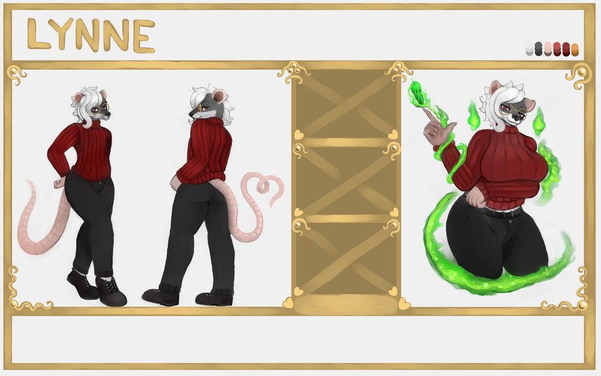 bottomwear clothing eyewear footwear glasses gynomorph intersex male pants shoes solo sweater topwear turtleneck wearing_glasses vrisoka warhammer_(franchise) lynne_(skittersqueak) mammal murid murine rat rodent skaven 16:10 absurd_res hi_res model_sheet widescreen