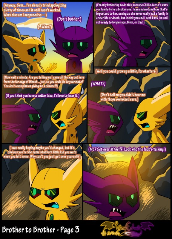 alternate_color angry big_ears claws cloud dialogue duo ear_piercing gem male not_furry open_mouth piercing sunset text vibrantechoes nintendo pokemon bloodstone gem_(redfox09) generation_3_pokemon humanoid pokemon_(species) sableye shiny_pokemon comic english_text hi_res brother_(lore) brothers_(lore) sibling_(lore)