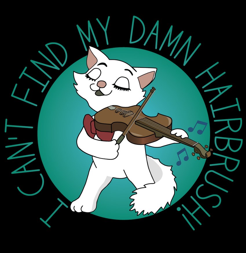 ambiguous_gender anthro bow_tie bowed_string_instrument circle_background fiddle i_can't_find_my_damn_hairbrush musical_instrument slogan solo string_instrument t-shirt_design vector violin young young_ambiguous young_anthro katamount dingo_pictures canid canine canis dingo domestic_cat felid feline felis mammal alpha_channel