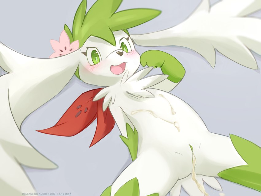 after_sex anthro blush bodily_fluids cum cum_from_pussy cum_in_pussy cum_inside cum_on_body female fur genital_fluids genitals leaking_cum lying nude on_back pussy solo white_body white_fur ancesra nintendo pokemon generation_4_pokemon legendary_pokemon pokemon_(species) shaymin sky_forme_shaymin 2022 4:3 hi_res