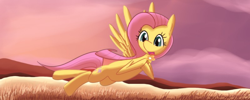 blue_eyes cutie_mark feathered_wings feathers female feral field flower flying grass open_mouth outside plant solo wings yellow_body yellow_feathers bendykins friendship_is_magic hasbro my_little_pony mythology fluttershy_(mlp) equid equine mammal mythological_creature mythological_equine pegasus 2013