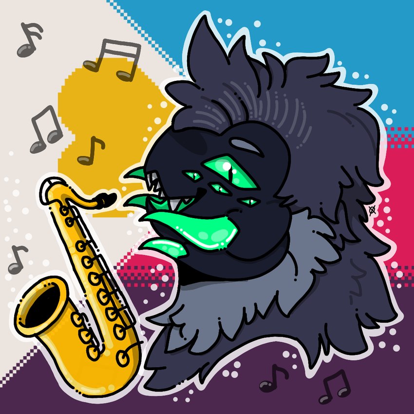 2022_polyamory_pride_colors ambiguous_gender anatomically_inaccurate anthro chelicerae exoskeleton eyebrows fur green_mouth green_sclera grey_body grey_eyebrows grey_fur grey_hair hair happy lgbt_pride looking_at_viewer multi_eye musical_instrument musical_note musical_symbol no_irises open_mouth open_smile pedipalps polyamory_pride_colors pride_color_background pride_colors pupils saxophone sharp_teeth side_view simple_background slit_pupils smile solo subculture_pride_colors symbol teeth wind_instrument woodwind_instrument themonster666 torrent_amador arachnid araneomorph arthropod jumping_spider spider 1:1 2024 flat_colors headshot_portrait portrait