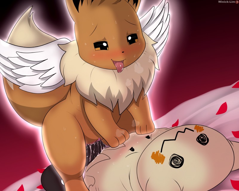 angel the eevee and awesomecreeper (nintendo and etc) created by winick-lim