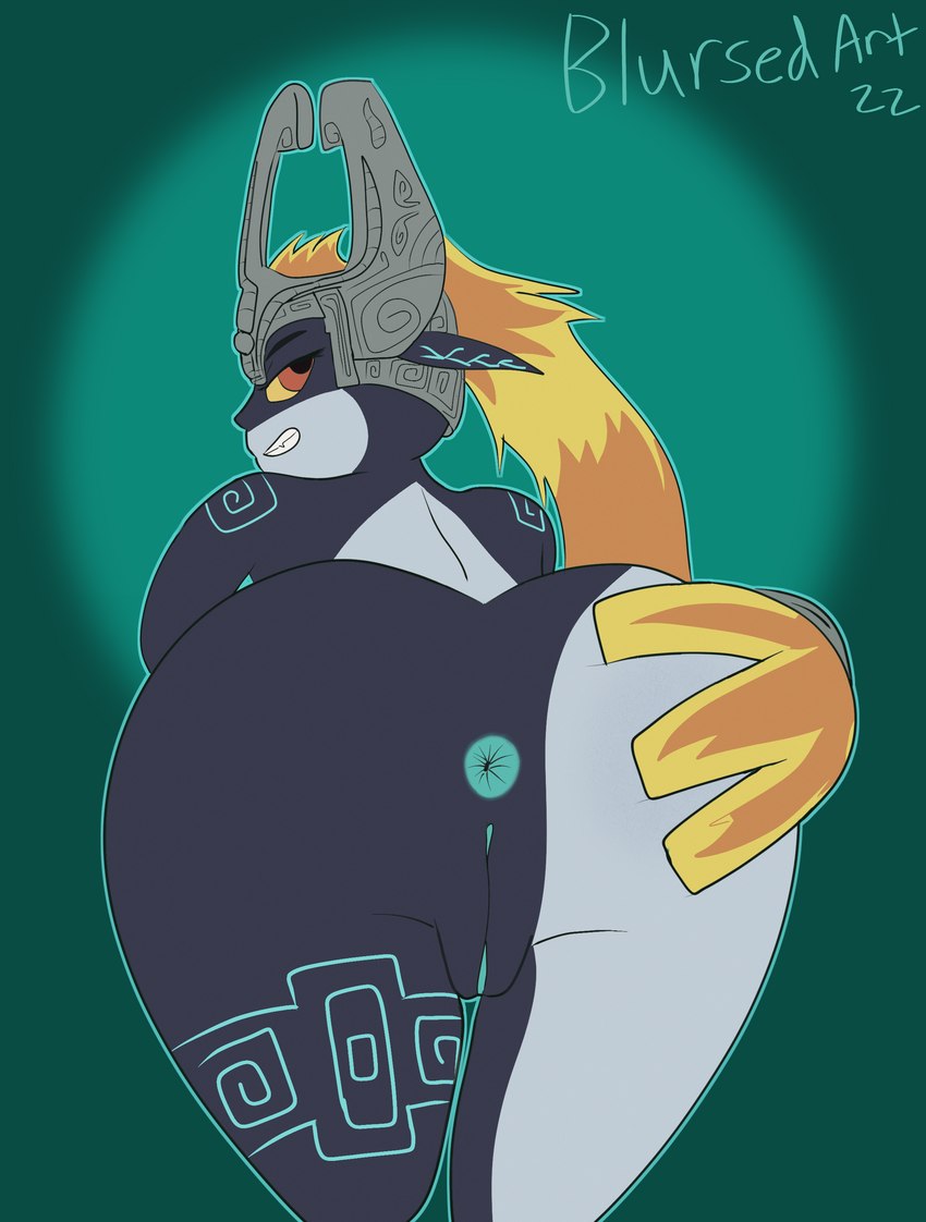 clothing female fused_shadow genitals headgear headwear presenting pussy short_stack solo spread_pussy spreading blursedart nintendo the_legend_of_zelda twilight_princess midna humanoid imp absurd_res hi_res