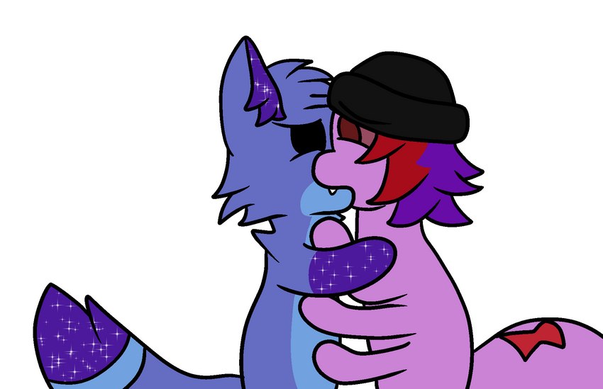 1000_hours_in_ms_paint anthro duo fitdaafox kissing male male/male quickiebomb quickiebomb_(character) arachnid arthropod canid canine fox mammal spider hi_res meme