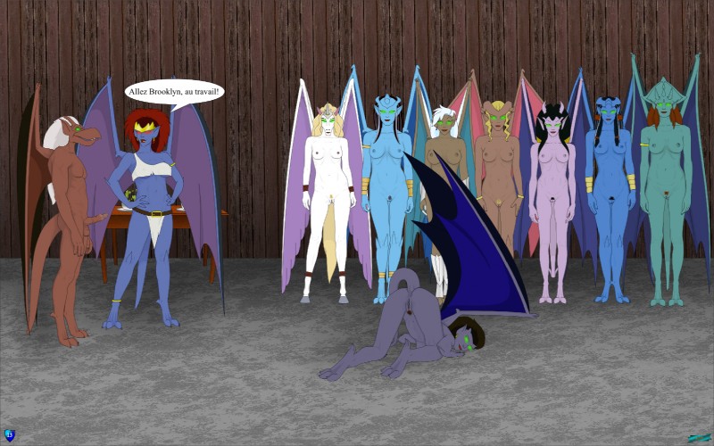 all_fours anthro ass_up balls bat_wings black_hair black_wings blonde_hair blue_body blue_skin blue_wings bodily_fluids breasts brown_hair butt clothed clothing cum dialogue digitigrade dominant ear_piercing erection female genital_fluids genitals glowing glowing_eyes green_eyes group hair hooves horn irl_trace large_group male membrane_(anatomy) membranous_wings nipples nude penis piercing pink_wings presenting presenting_pussy pubes purple_wings pussy raised_tail red_eyes red_hair spread_wings submissive tail take_your_pick text unguligrade unicorn_horn white_body white_hair white_skin wings fab3716 disney gargoyles mythology angela_(gargoyles) brooklyn_(gargoyles) delilah_(gargoyles) demona_(gargoyles) desdemona_(gargoyles) obsidiana ophelia_(gargoyles) sora_(gargoyles) turquesa una equid equine gargoyle humanoid mammal mythological_creature mythological_equine unicorn 2017 french_text translated