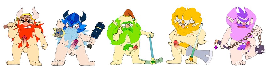 balls beard facial_hair genitals group hair humanoid_genitalia humanoid_penis humanoid_pointy_ears male not_furry penis pointy_ears pubes purple_hair otkmdng puyo_puyo puyo_puyo_quest sega erik_(puyo_puyo) jorn_(puyo_puyo) kaapo leif_(puyo_puyo) orvo_(puyo_puyo) dwarf humanoid absurd_res hi_res