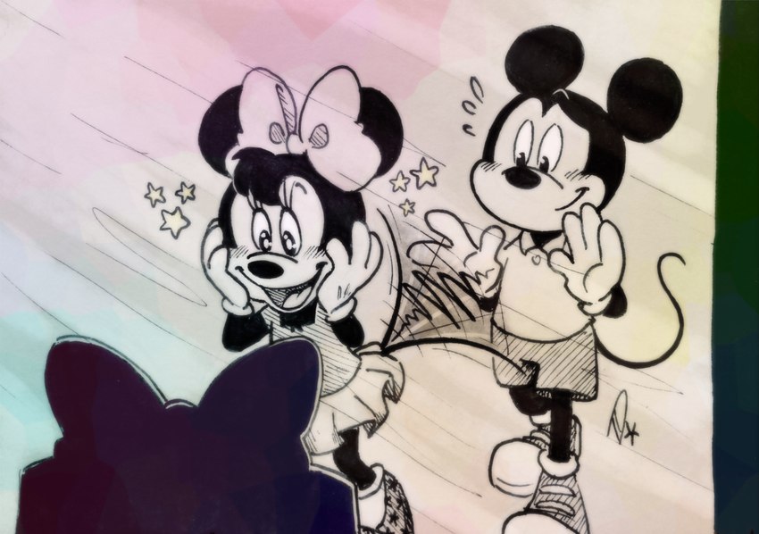 mickey mouse and minnie mouse (disney) created by micaxiii