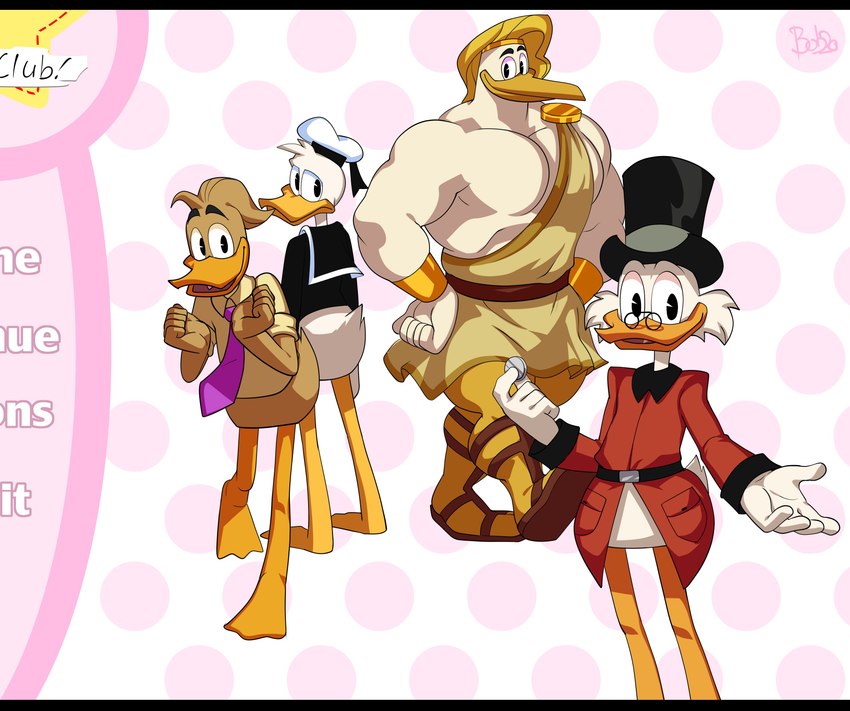 donald duck, fenton crackshell, scrooge mcduck, and storkules (doki doki literature club! and etc) created by bobthetanuki