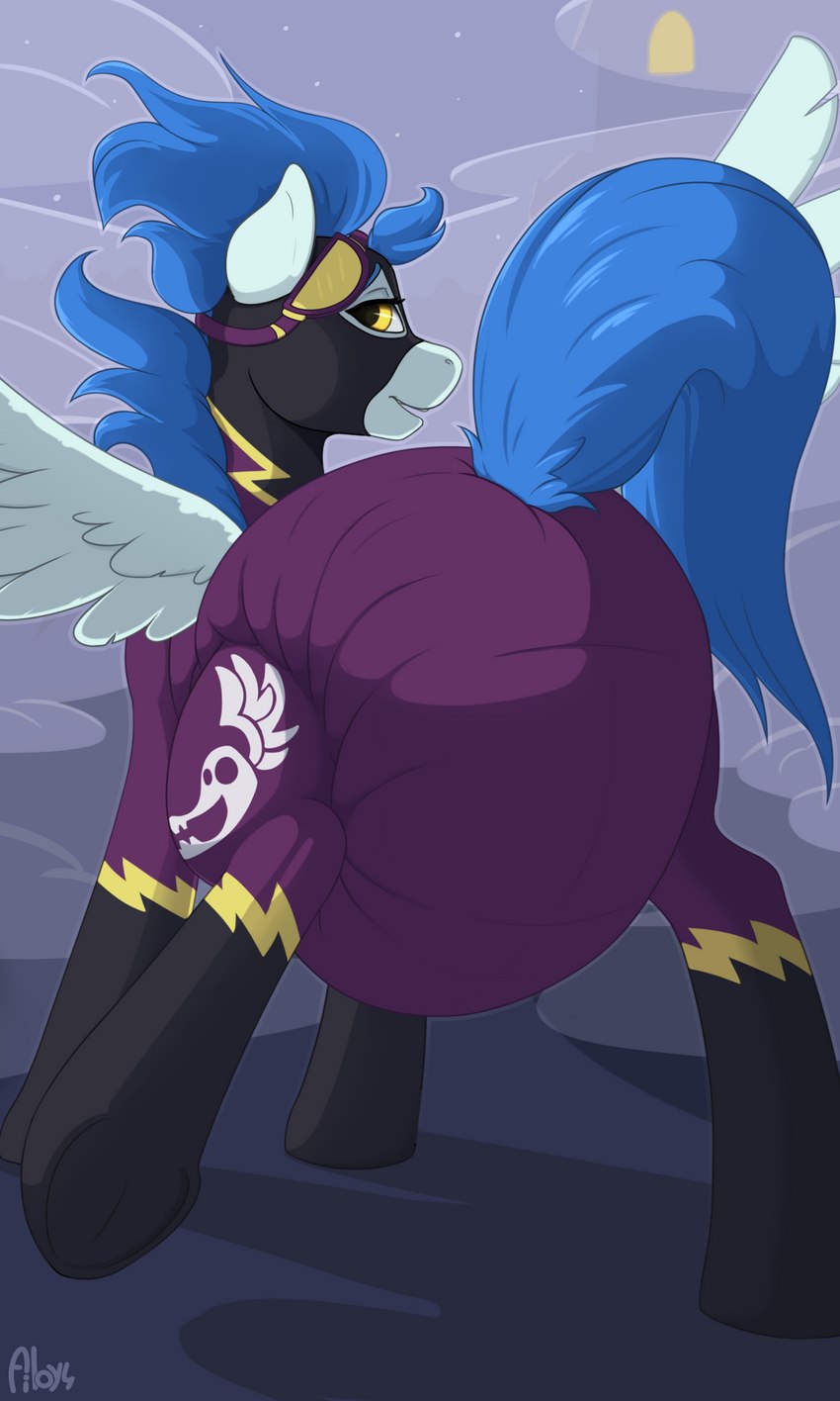 blue_body blue_fur blue_hair clothed clothing diaper diaper_fetish diaper_under_clothing diaper_under_skinsuit eyewear female feral fur goggles hair looking_at_viewer male skinsuit tight_clothing wearing_diaper wings yellow_eyes ailoy4 friendship_is_magic hasbro my_little_pony mythology nightshade_(mlp) shadowbolts_(mlp) equid equine mammal mythological_creature mythological_equine pegasus hi_res