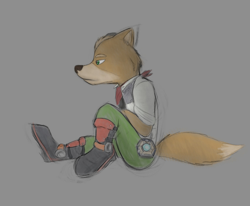 anthro boots clothed clothing coat footwear fur hair kerchief male orange_body orange_fur shoes simple_background solo tan_body tan_fur topwear mono-fur nintendo star_fox fox_mccloud canid canine fox mammal 2020 hi_res sketch