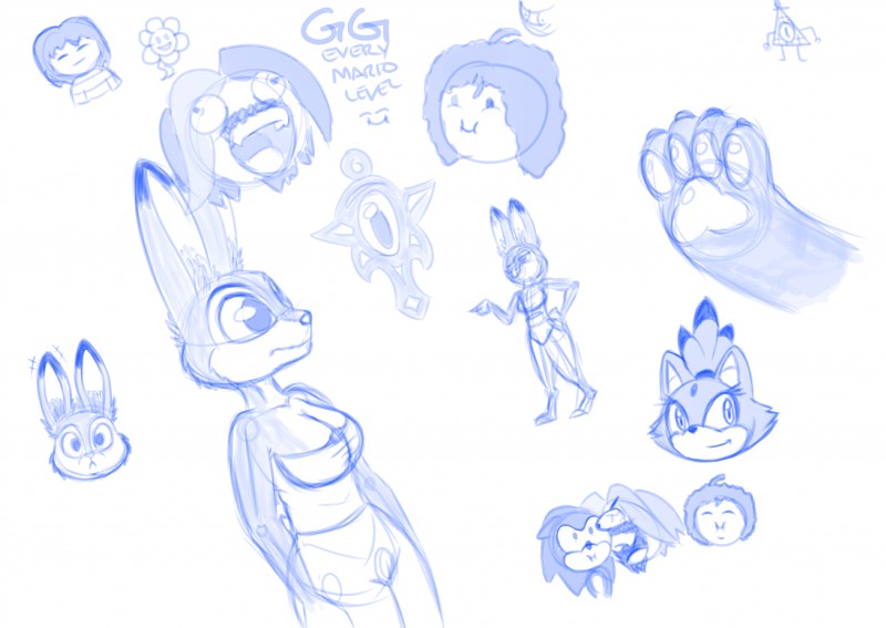 anthro breasts female freaking_out giggling group male paws plant solo kanahu disney game_grumps gravity_falls sega sonic_the_hedgehog_(series) undertale undertale_(series) zootopia arin_hanson bill_cipher blaze_the_cat danny_sexbang egoraptor egoraptor_(character) flowey_the_flower frisk_(undertale) judy_hopps ninja_brian sonic_the_hedgehog domestic_cat elemental_creature eulipotyphlan felid feline felis flora_fauna hedgehog human lagomorph leporid mammal rabbit absurd_res blue_and_white hi_res monochrome multiple_images