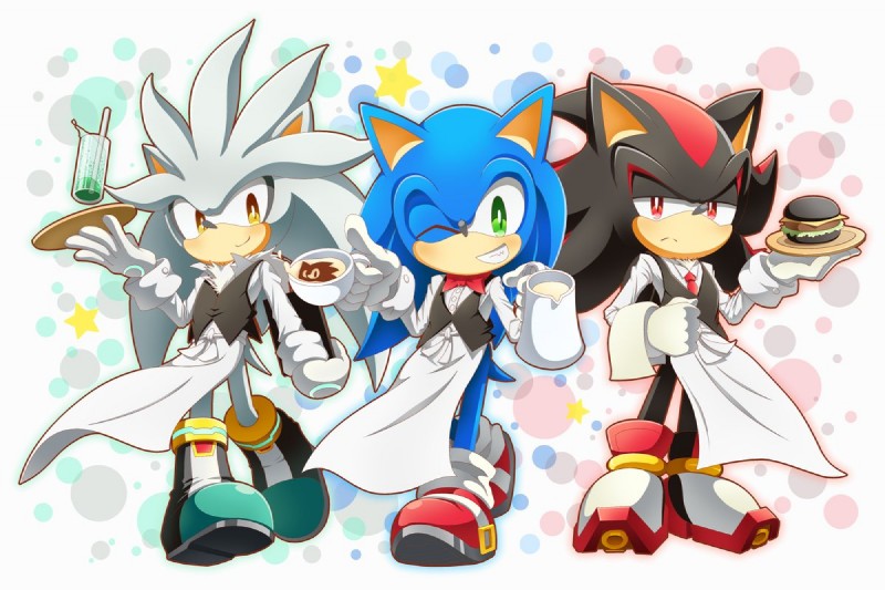 shadow the hedgehog, silver the hedgehog, and sonic the hedgehog (sonic the hedgehog (series) and etc) created by nell two