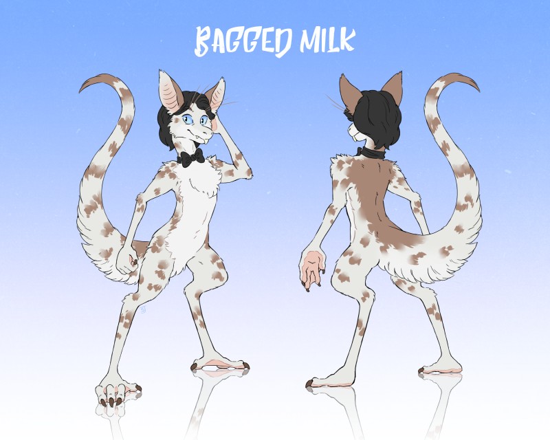 black_hair blue_eyes bow_(feature) bow_tie collar hair looking_at_viewer male solo spots wooperworks out-of-placers bagged_milk mammal yinglet 5:4 absurd_res hi_res model_sheet