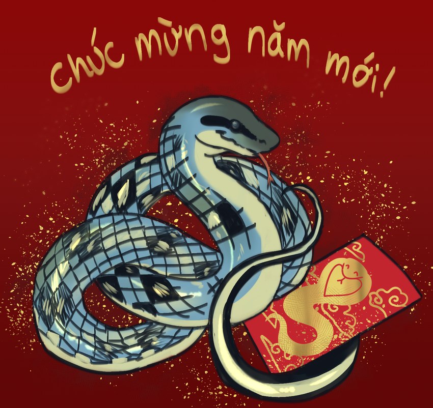 ambiguous_gender blue_body blue_scales feral glistening glistening_body glistening_scales glitter red_background red_envelope scales simple_background solo text tongue tongue_out yellow_text jaspering chinese_zodiac lunar_new_year year_of_the_snake beauty_rat_snake colubrid lampropeltini rat_snake reptile scalie snake 2025 clip_studio_paint_(artwork) digital_drawing_(artwork) digital_media_(artwork) flat_colors handwritten_text hi_res vietnamese_text