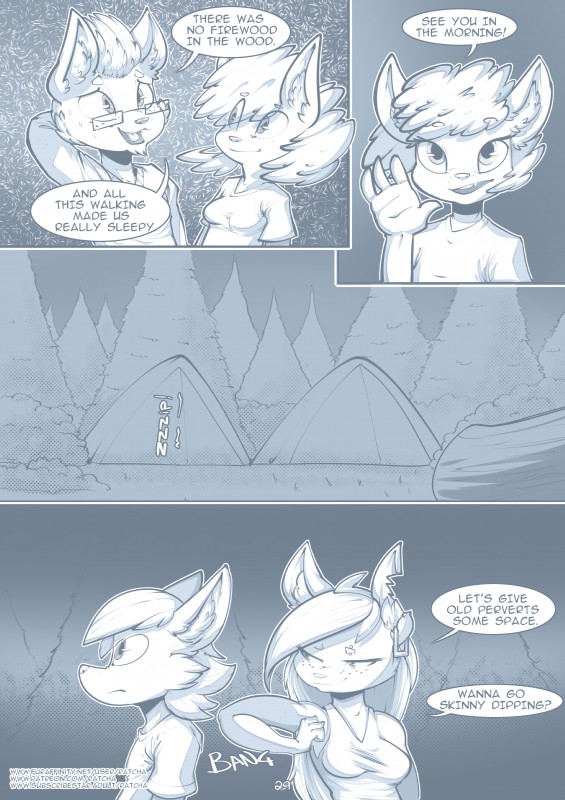 anthro clothed clothing dialogue ear_piercing ear_ring eyebrow_piercing facial_piercing female fur hair male outside piercing plant ring_piercing tent text tree ratcha rick_(ratcha) rina_(ratcha) canid canine fox mammal 2019 absurd_res blue_and_white comic digital_media_(artwork) english_text hi_res monochrome brother_(lore) brother_and_sister_(lore) parent_(lore) sibling_(lore) sister_(lore)