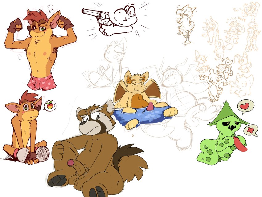 tom nook, raymond, croissant, crash bandicoot, rocket raccoon, and etc (crash bandicoot (series) and etc) created by argon vile, gralicbutter, and hollo nut