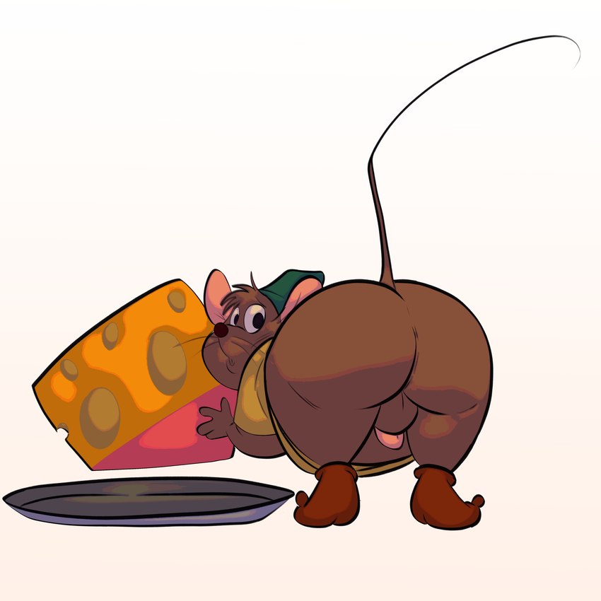 anthro balls brown_body cheese clothing dairy_products food genitals hat headgear headwear male micro overweight overweight_male penis shirt topwear r4c00n disney disney's_cinderella gus_(cinderella) mammal mouse murid murine rodent 1:1 2023 absurd_res hi_res