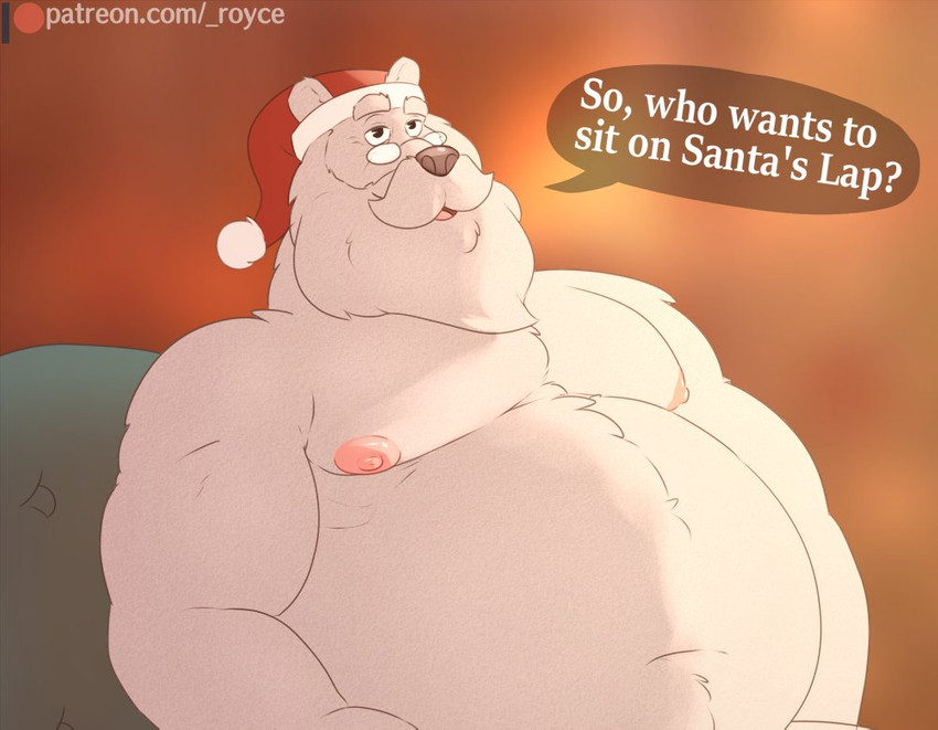 anthro belly christmas_clothing christmas_headwear clothing eyewear glasses hat headgear headwear holidays male moobs navel nipples overweight overweight_anthro overweight_male santa_hat solo text rine christmas disney ducktales ducktales_(2017) santa_claus bear mammal polar_bear ursine 2020 english_text url