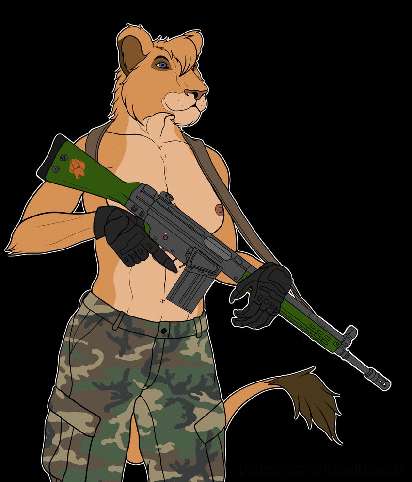 anthro areola army battle_rifle breasts casual_exposure clothed clothing exposure_variation fatigues female gun hk_g3 military nipples park_ranger ranged_weapon ranger rifle simple_background soldier tactical topless topless_female transparent_background trigger_discipline warrior weapon rebeldragon101 disney heckler_and_koch the_lion_guard the_lion_king vitani_(the_lion_king) felid feline lion mammal pantherine alpha_channel hi_res