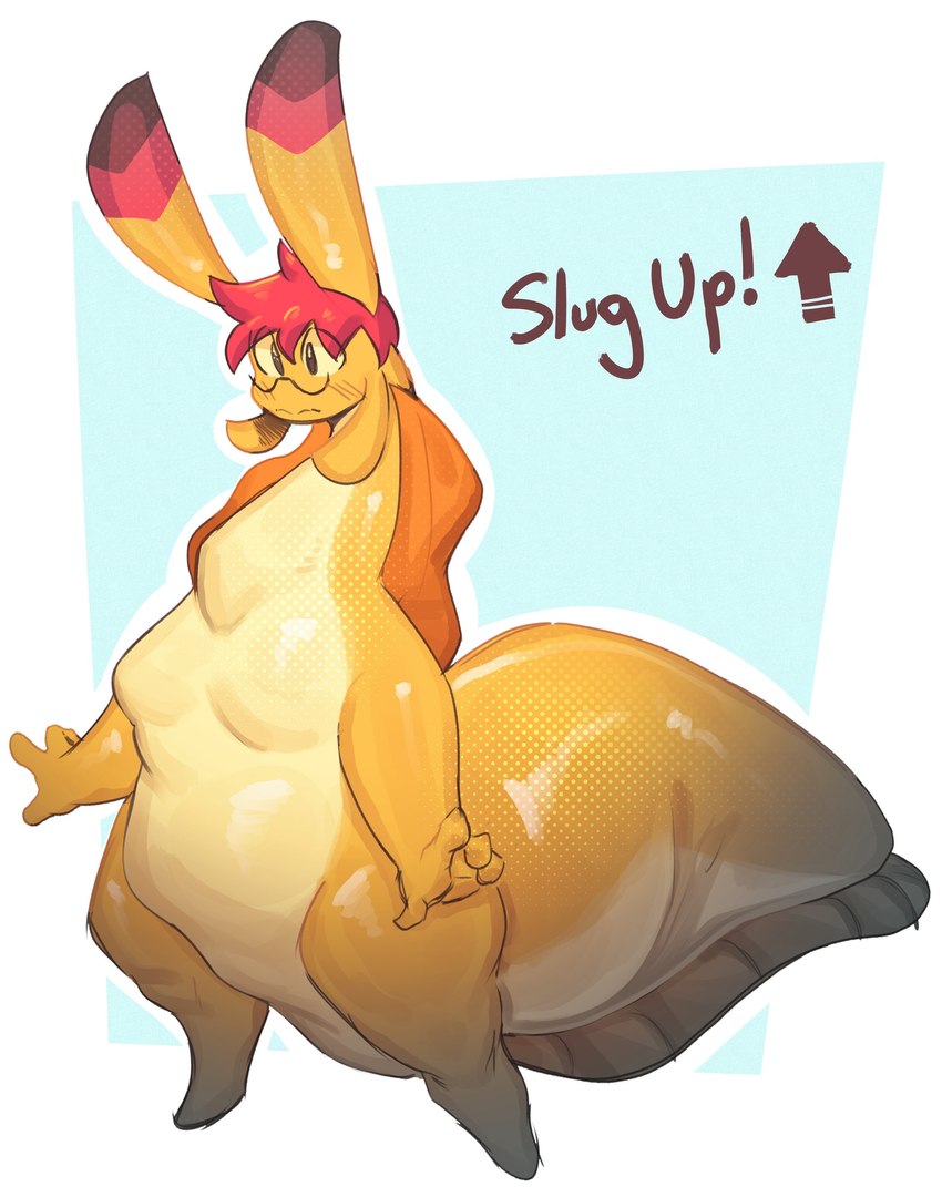 anthro bowl_cut male nude overweight smug solo tail thick_tail corromon herbert_(slugrancher) banana_slug gastropod mollusk slug absurd_res hi_res