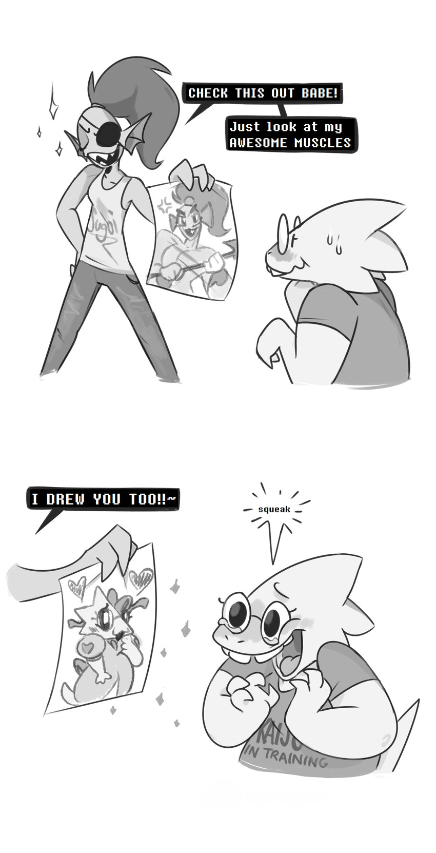 alphys and undyne (undertale (series) and etc) created by pixylbyte
