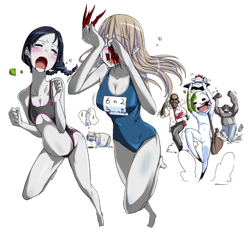 anime_nosebleed bikini blood blush bodily_fluids braided_hair breasts brown_body brown_skin chasing claws cleavage clothed clothing crying dark_body dark_skin drugs female girly_running grey_body grey_skin group hair inflation male medium_breasts necktie neckwear nosebleed one-piece_swimsuit open_mouth orz overweight pigtails pills pustule red_necktie red_neckwear running saliva school_swimsuit simple_background sling_bikini swimwear tears twin_braids two-piece_swimsuit vomit white_background luceva left_4_dead_(series) valve boomer_(left_4_dead) louis_(left_4_dead) protagonist_(left_4_dead) spitter_(left_4_dead) tank_(left_4_dead) witch_(left_4_dead) blank_humanoid green_flu_mutant_(left_4_dead) human humanoid mammal monster monstrous_humanoid undead zombie meme