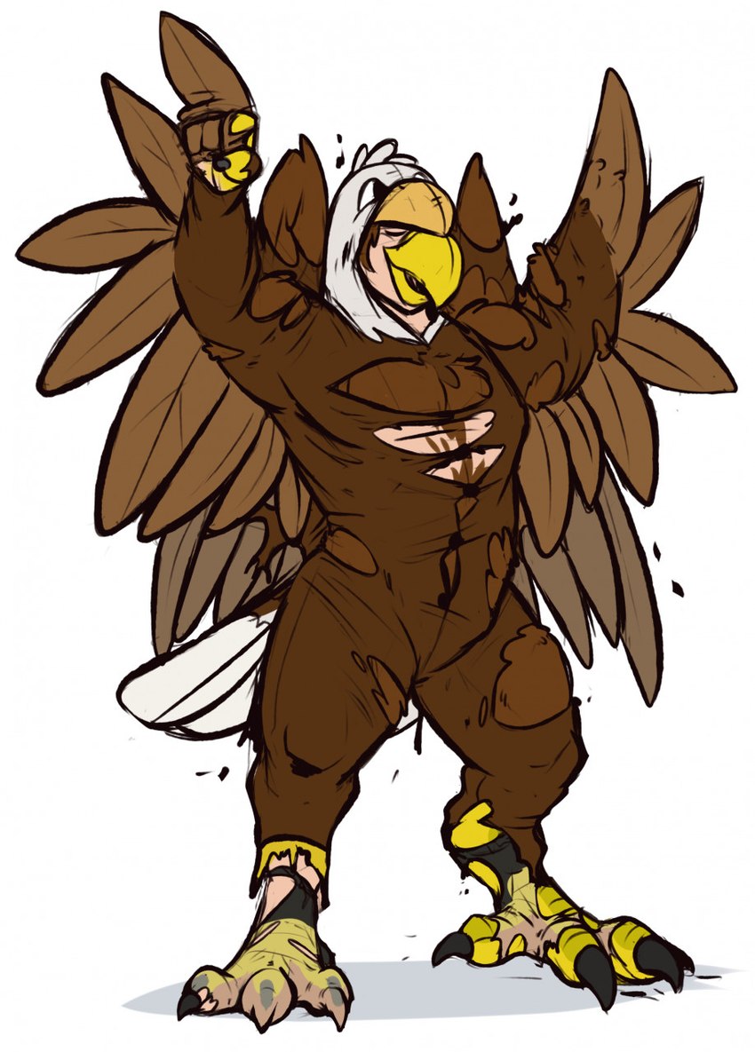 brown_body brown_feathers clothing costume_transformation eyes_closed feathers footwear hood human_to_anthro kigurumi mid_transformation onesie socks solo species_transformation themed_object torn_clothing transformation binturongboss pheagle accipitrid accipitriform avian bald_eagle bird eagle sea_eagle hi_res