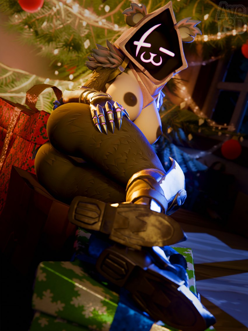 anthro areola big_breasts big_butt blurred_background boots breasts butt claws clothing comforting female footwear gloves glowing glowing_eyes hand_on_hip handwear holidays hood light looking_at_viewer lying moody night nipples on_side pussy_peek relaxing rim_light shoes solo thick_thighs avet3d christmas epic_games fortnite fortnite:_battle_royale raven_team_leader bear mammal 3:4 3d_(artwork) absurd_res blender_(artwork) digital_media_(artwork) hi_res lighting