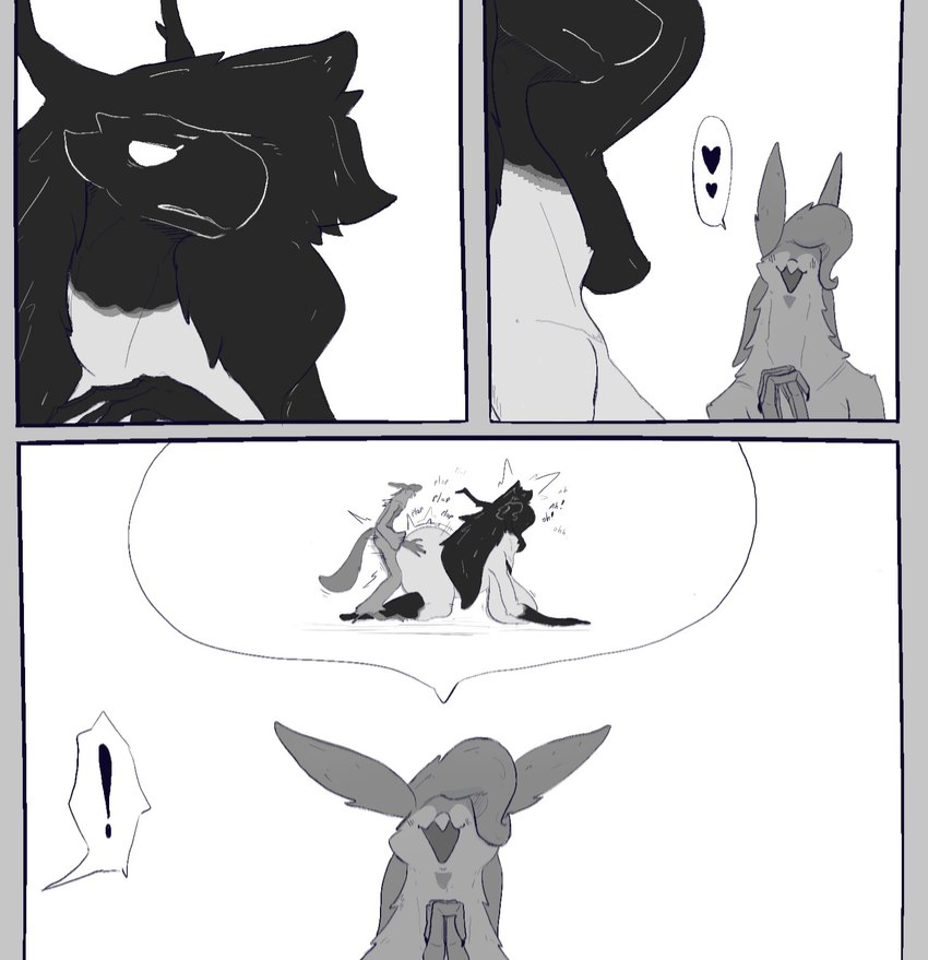 3_panel_comic all_fours ambiguous_penetration anthro anthro_on_anthro big_breasts big_butt black_body black_fur black_hair breasts butt doggystyle duo exclamation_point female from_behind_position fur grey_body grey_fur grey_hair grey_tail hair heart_symbol horn interlocked_fingers inviting_to_sex long_ears long_tail looking_aside male male/female multicolored_body multicolored_fur onomatopoeia open_mouth penetration penile penile_penetration plap sagging_breasts sex side_view simple_background size_difference sound_effects speech_bubble tail text two_tone_body two_tone_fur unwanted_attention white_background white_eyes itisd9 owel_(itisd) shiona_(itisd) unknown_species 2024 black_and_white hi_res monochrome sequence