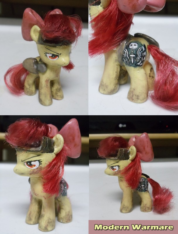 amber_eyes cutie_mark dirt doll eyewear female feral fur goggles hair half-closed_eyes narrowed_eyes parody real red_hair solo toy yellow_body yellow_fur young young_feral modern-warmare activision call_of_duty friendship_is_magic hasbro my_little_pony apple_bloom_(mlp) earth_pony equid equine horse mammal pony hi_res