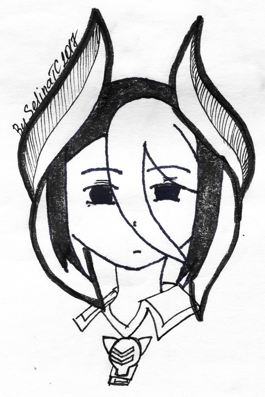 female looking_at_viewer solo whistle_(object) white_whistle selinatc made_in_abyss ozen_the_immovable humanoid 2017 absurd_res bust_portrait headshot_portrait hi_res pen_(artwork) portrait sketch traditional_media_(artwork)