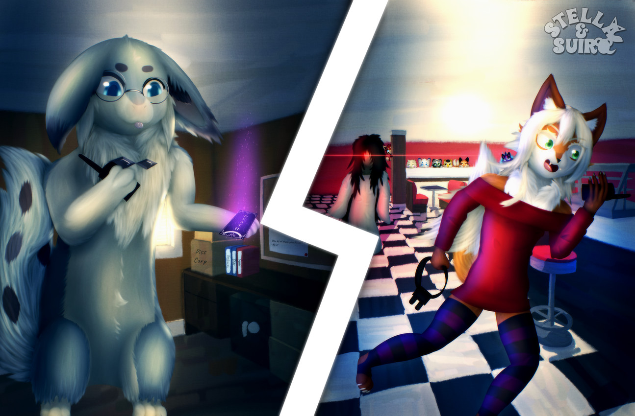 angry bar blonde_hair blue_body blue_eyes blue_fur booth_seating box brown_eyes cafe card claws clothing container cute_fangs desk detailed_background diner electronics eyewear eyewear_on_head eyewear_only fangs feathers flat_cap floor fluffy fluffy_chest fluffy_ears fluffy_tail footwear fur furniture glasses glasses_on_head glasses_only green_body green_eyes green_feathers grey_body grey_eyes grey_feathers grey_fur grey_hair hair hat head_gem head_tuft headgear headwear inner_ear_fluff isan_(character) legwear lens_flare lens_flare_eyes long_hair magic multi_tail night_vision_goggles nude orange_body orange_eyes orange_fur paws peek peeking_around_corner profanity purple_body purple_fur red_body red_fur restaurant safe_(container) socks stool sweater table tail tan_body tan_fur tarot tarot_card teeth text thigh_highs thigh_socks tile tile_floor topwear tuft walkie-talkie wearing_glasses white_body white_fur yelling yelling_at_another yellow_body yellow_fur stellaamoris palworld phasmophobia pocketpair aiko_(infamousrel) astro_(acw) fukiyo_(pokeandpenetrate) jello_(holycrumbs) stella_(stellaamoris) suiro_(character) tima zinc_(character) ailurid avian bird canid canine canis chillet domestic_dog fox ghost lagomorph leporid mammal mouse murid murine owl pal_(species) rabbit red_panda rodent shiba_inu spirit spitz wolf absurd_res digital_media_(artwork) digital_painting_(artwork) hi_res painting_(artwork)