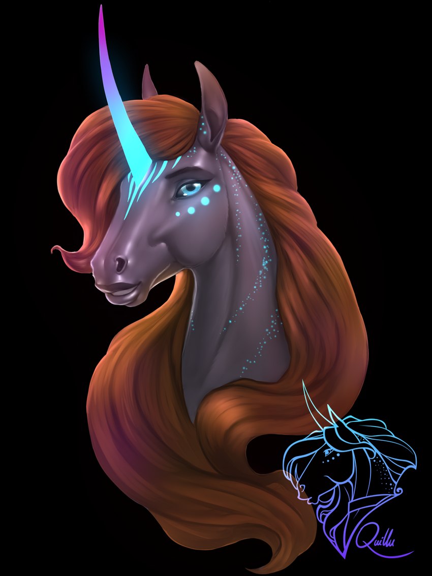 black_sclera blue_eyes brown_hair female feral hair horn lips long_hair simple_background solo thick_lips transparent_background quillu mythology quillu_(character) equid equine mammal mythological_creature mythological_equine unicorn 3:4 alpha_channel hi_res portrait