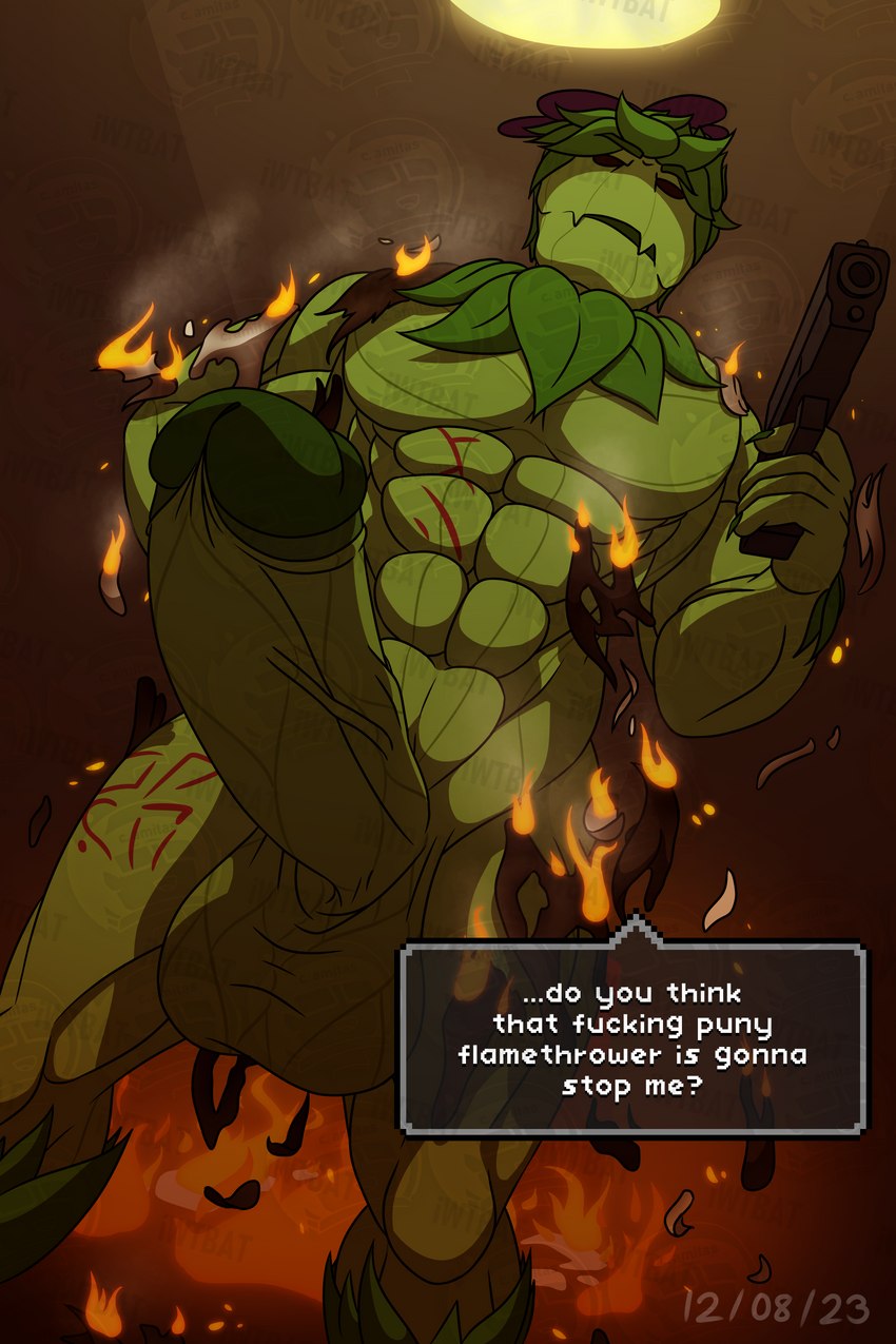 balls burning dialogue erection foreskin genitals gun handgun male muscular muscular_male not_furry penis plant ranged_weapon solo speech_bubble text weapon iwtbat starbound elemental_creature elemental_humanoid flora_fauna floran humanoid plant_humanoid 2:3 absurd_res distracting_watermark english_text hi_res watermark