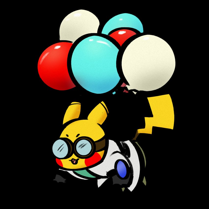 attached_to_balloon balloon balloon_support clothing coat ears_up eyewear eyewear_on_head feral flying fur gloves goggles goggles_on_head handwear hanging_from_balloon happy humor inflatable inflatable_support lab_coat male open_mouth professorpikachu solo tail topwear yellow_body yellow_fur yellow_tail nintendo pokemon prof_pikachu generation_1_pokemon pikachu pokemon_(species) 1:1 alpha_channel