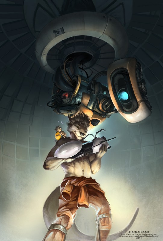 fox amoore and glados (portal (series) and etc) created by alectorfencer