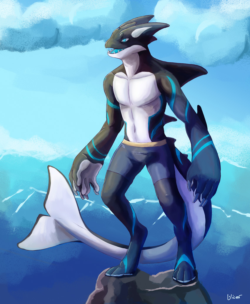 anthro blue_eyes clothing cloud male open_mouth sea smile solo standing teeth underwear water lunarthunderstorm vicar cetacean dolphin hybrid mammal marine oceanic_dolphin orca toothed_whale 2020 absurd_res digital_media_(artwork) digital_painting_(artwork) hi_res huge_filesize shaded