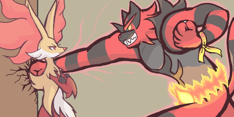 anthro duo female kabedon male simple_background gd-058 nintendo pokemon delphox generation_6_pokemon generation_7_pokemon incineroar pokemon_(species) 2:1