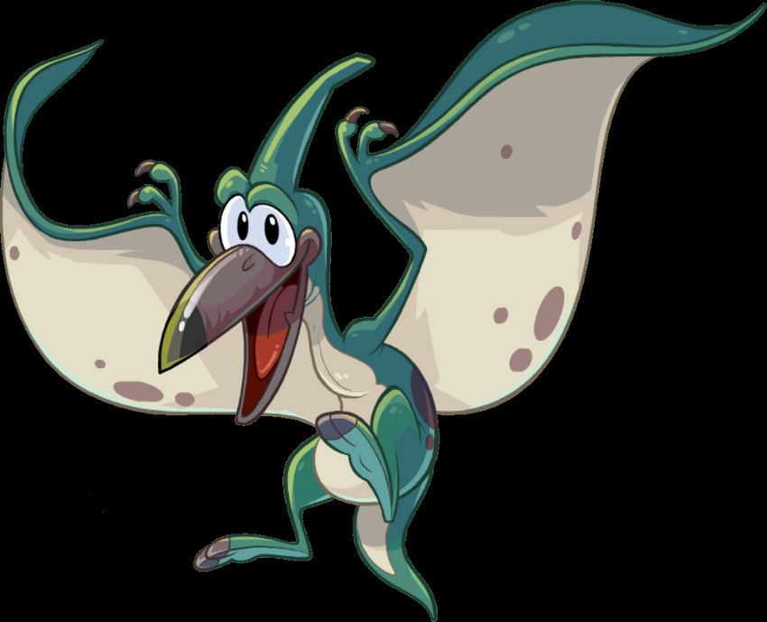 ambiguous_gender beak feral looking_at_viewer open_beak open_mouth solo toony wings unknown_artist club_penguin prehistoric_species pteranodon pteranodontid pterosaur reptile scalie alpha_channel full-length_portrait official_art portrait