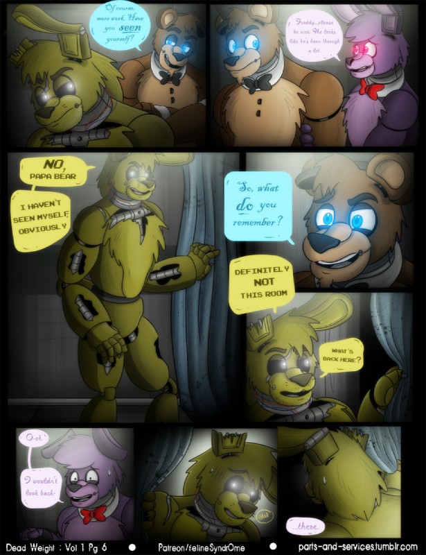 bonnie, freddy, and springtrap (five nights at freddy's 3 and etc) created by felinesyndr0me