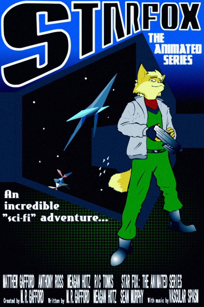 anthro biped blonde_hair clothed clothing dipstick_tail fluffy fluffy_tail fully_clothed fur gun hair holding_gun holding_object holding_ranged_weapon holding_weapon looking_at_viewer male markings multicolored_body multicolored_fur poster poster_template ranged_weapon solo space spacecraft tail tail_markings text two_tone_body two_tone_fur vehicle weapon fredryk_phox a_fox_in_space nintendo star_fox fox_mccloud canid canine fox mammal 2013 archived_source english_text hi_res