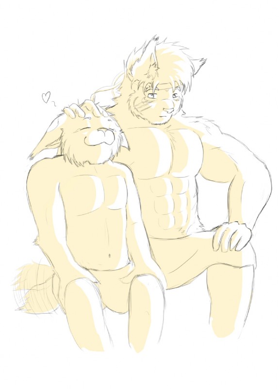 abs anthro bromance duo fluffy love male male/male muscular pecs petting romantic romantic_couple sauna towel dragonslash leo_(dragonslash) rai domestic_cat felid feline felis lynx mammal pantherine tiger hi_res