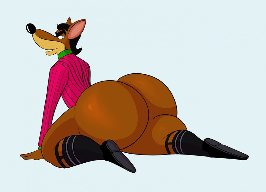 anthro big_butt boots bottomless bottomless_male bubble_butt butt clothed clothing footwear fur grin huge_butt looking_back male shoes smile solo thick_thighs darthtater342 activision crash_bandicoot_(series) pinstripe_potoroo macropod mammal marsupial potoroo