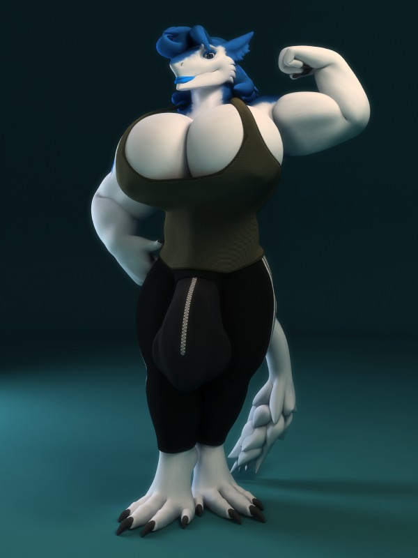 anthro balls biceps big_balls big_breasts big_penis biped breasts bulge clothed clothing eyeshadow genitals gynomorph hair huge_balls huge_breasts huge_penis hyper hyper_balls hyper_genitalia hyper_penis intersex lipstick looking_at_viewer makeup muscular muscular_anthro muscular_gynomorph muscular_intersex pecs penis smile solo tail anthroanim mikael_sergeivish sergal 2018 3:4 3d_(artwork) absurd_res digital_media_(artwork) hi_res